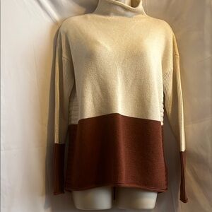 Tahari sweater in cream and terra cotta. Gorgeous, soft, sophisticated.